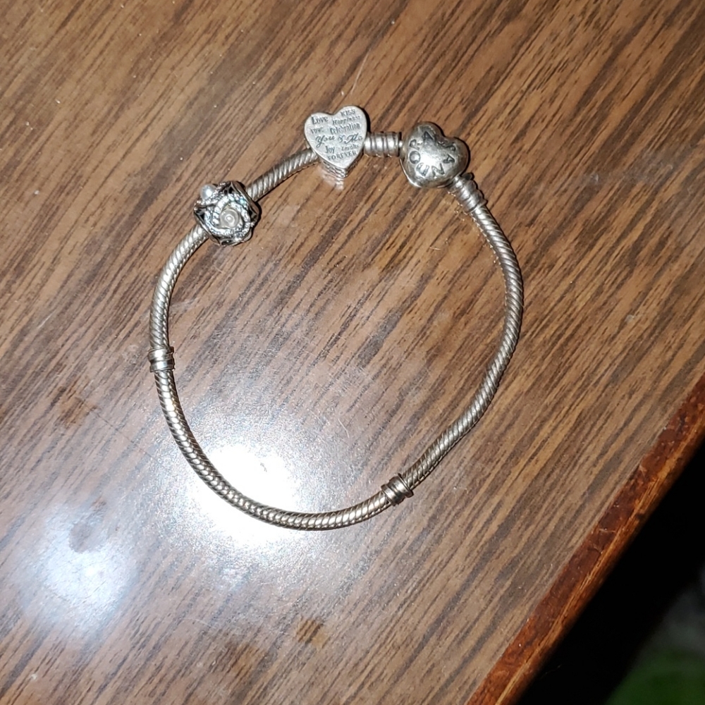 Pandora charm bracelet with 2 charm